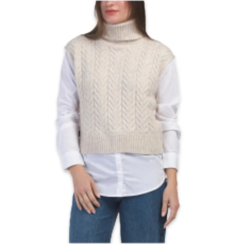 Sincerly Jules Turtleneck Sweater Vest With Attached Shirt Size Large